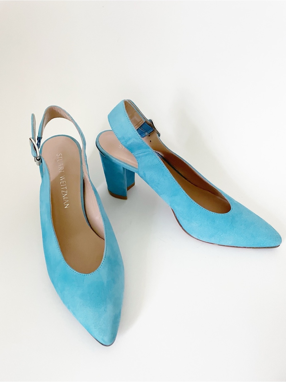 Stuart WEITZMAN blue suede slingback pumps size 7.5 - Picture 3 of 13